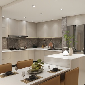 五木定制厨房橱柜定制整体厨房石英石台面家用简约厨柜定制组装