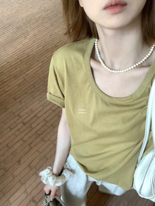 METWO苎麻短袖T恤女2024夏季8色雪花麻tee宽松薄款复古上衣08243