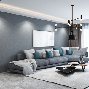 新款墙布无缝高档纯色灰蓝色现代简约客厅卧室全屋背景墙网纱壁布