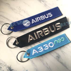 空客钥匙扣AIRBUSA320 330A350刺绣钥匙扣金属小飞机背包手机挂件