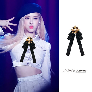 rose朴彩英同款胸针巴洛克宫廷复古jk蕾丝蝴蝶结珍珠领结别针配饰