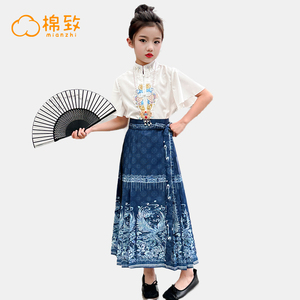 棉致童装女童马面裙套装夏季2024新款儿童新中式国风汉服女孩唐装