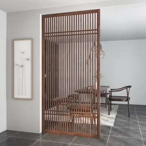 新中式屏风隔断客厅简约现代进门遮挡玄关装饰实木格栅入户镂空