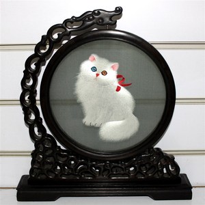 黄猫波斯猫螳螂m猫苏绣手工刺绣双面绣成品礼品苏州刺绣