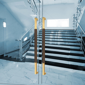 现代玻璃门拉手原实木办公室酒店包厢有无框推拉门把手钛金色侧装