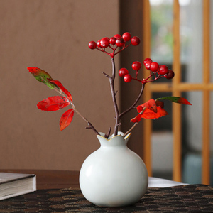 客厅摆设花瓶石榴陶瓷小花插家居干花仿真花鲜花装饰花插花艺摆件