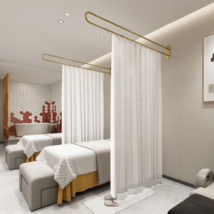 美容院隔帘窗帘隔断帘透光不透人纱帘 u型拉帘床帘服装店专用窗纱