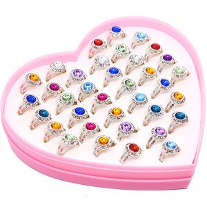 儿童彩钻戒指玩具女孩宝宝小孩钻石水晶闪亮公主可爱水钻首饰品.