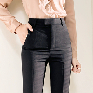 职业九分直筒裤子女显瘦百搭西装裤春秋高腰休闲裤小个子烟管西裤