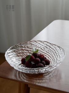 米立风物水晶玻璃水果碗盘客厅茶几家用2023新款果盘点心盘沙拉碗