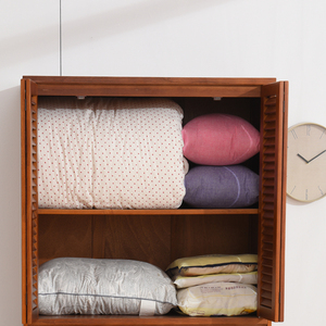 实木柜子阳台储物柜防晒简约卧室带门衣柜家用大容量棉被子收纳柜