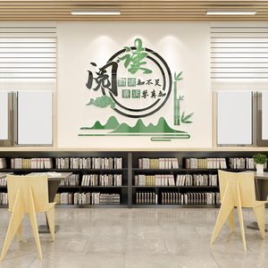 图书馆阅览区3d墙贴画书屋读书角阅读室墙面装饰布置班级教室文化