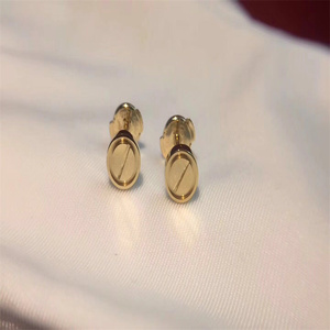 cartier/卡地亚螺丝耳钉18k玫瑰金无钻经典男女情侣耳环 戒指手镯