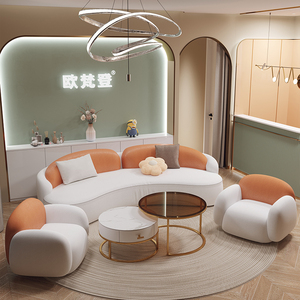 网红款ins风半圆弧形沙发创意美容院店铺接待洽谈休闲休息区商用