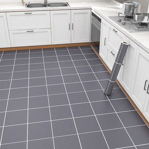 厨房地板贴自粘瓷砖地面贴纸防水防油防滑地板砖翻新地贴耐磨加厚