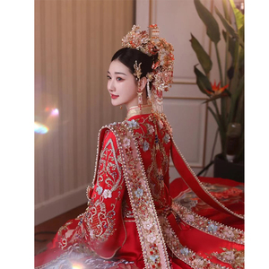 汉服婚服2022年新款新娘结婚中式嫁衣中国风古装凤冠霞帔齐地礼服