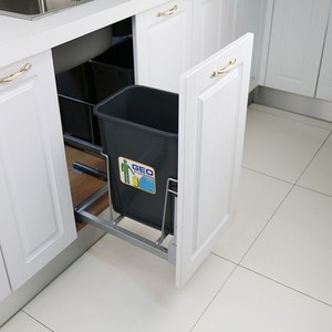 厨房高身抽拉隐藏嵌入式厨余分类垃圾桶橱柜拉篮内置大号容量有盖