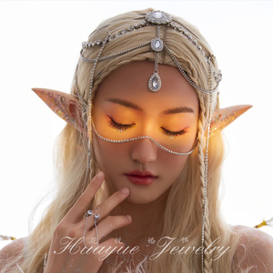 新款精灵造型新娘头饰额饰眉心链吊坠海边度假发饰女神写真配饰品