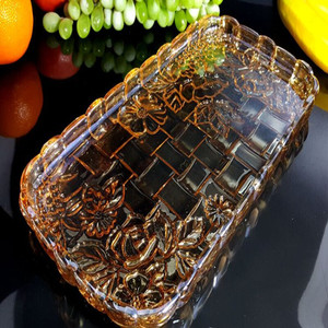 透明水晶玻璃果盘长方形水果盘拖盘茶盘壶水杯托盘平盘子无色透明