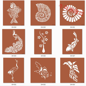 硅藻泥镂空模板喷漆镂印模具艺术涂料漆羽毛卡通花草欧花图案定制