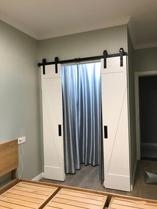 北欧实木谷仓门卫生间推拉门隔断门厨房移门卧室衣帽间吊轨双开门