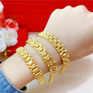 越南沙金金星链手环纯男士纯专柜手环爸爸光面仿真首饰手镯纯时尚