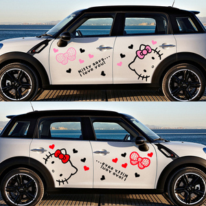 凯蒂猫卡通汽车贴纸全车贴hello kitty车身贴画通用车门机盖贴纸
