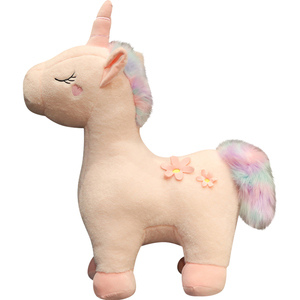 彩虹马毛绒玩具可爱独角兽玩偶小马公仔睡觉抱布娃娃大号生日礼物