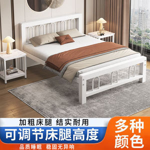 现代简约铁艺床12米15米19米单人铁床简易宿舍双人铁架床高床头平