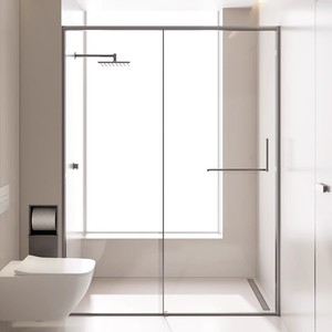 东鹏极简淋浴房卫生间一体式浴室隔断玻璃推拉移门整体一字形浴屏