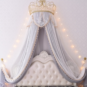 欧式公主床头装饰床幔纱帘床帘儿童房吊顶纱幔蚊帐帷幔珠帘幔帐家
