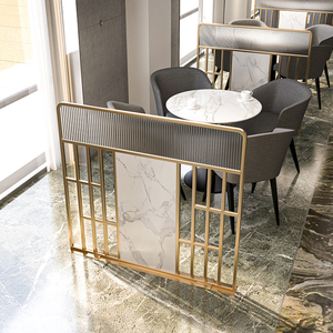 轻奢餐厅卡座屏风长虹玻璃玄关隔断墙办公室火锅店过道栏栅矮围栏