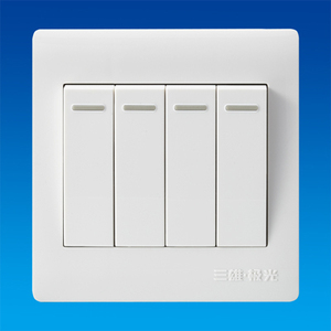 三雄极光a5象牙白四开四位单控/双控大跷板面板开关带荧光86型