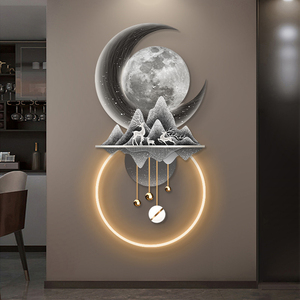 现代轻奢入户玄关装饰画高级感led灯画大气麋鹿走廊过道发光挂画