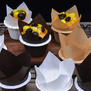 郁金香纸杯卷边防油纸杯纸托礼帽马芬火焰杯蛋糕耐高温杯烘焙包装