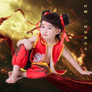 万圣节幼儿园角色扮演小哪吒魔童降世同款服装儿童演出cos宝宝3岁