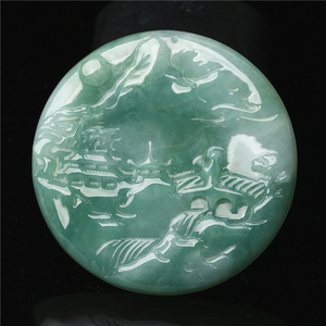 翡翠圆牌吊坠镶嵌