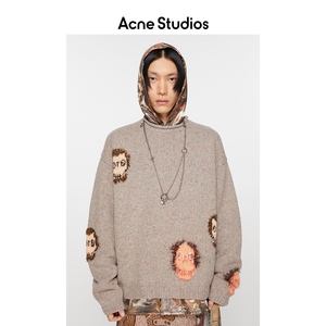 【新品】Acne Studios男士 休闲复古图案印花圆领套头针织衫毛衣
