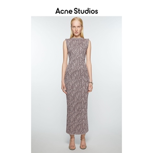 【新品】Acne Studios女士亮片纱线提花纹理无袖修身长裙连衣裙