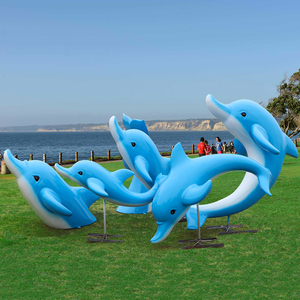 大型仿真海豚雕塑摆件玻璃钢海洋动物馆沙滩售楼处商场水池装饰品