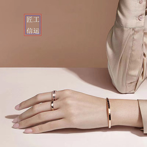 情侣手镯一对简约开口纯银dw小众设计玫瑰金轻奢情侣男女手饰刻字