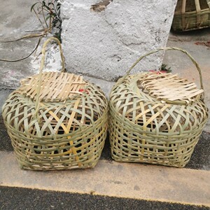 新竹编鸡笼小号鸡笼仔养殖小鸡动物细笼子结婚喜事用地鸡笼竹编制