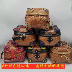 新新款藏式竹筐 林卡洛玛 手提篮竹编 收纳筐 干粮盒 纯手工竹编