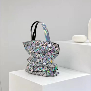 镭射镜面6格10格 日本单肩手提托特包休闲大购物袋六格10格包包女