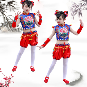中国梦娃儿童幼园演出服喜庆打鼓开门红男女小荷风采民族摇橹声声