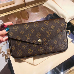 经典老花女包 lv&ho单肩斜挎小方包 ilvd时尚链条三合一信封钱包