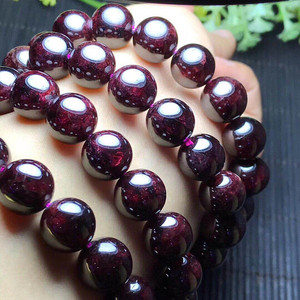 粒石酒红深黑韩国天然石榴石手日本榴石成品男士手链链散珠半色12