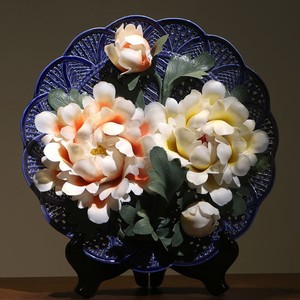手工花卉挂盘工艺礼品洛阳牡丹花陶瓷花盘创意客厅装饰摆件礼品