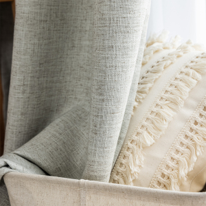 青沐日式亚麻粗麻窗帘日系侘寂风新中式原木风棉麻半遮光麻布许村