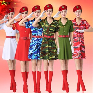 国庆十一军鼓服装女套装夏短袖水兵舞军装迷彩女兵舞蹈服舒适广场